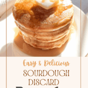 Pinterest pin for sourdough discard pancakes easy and delicious