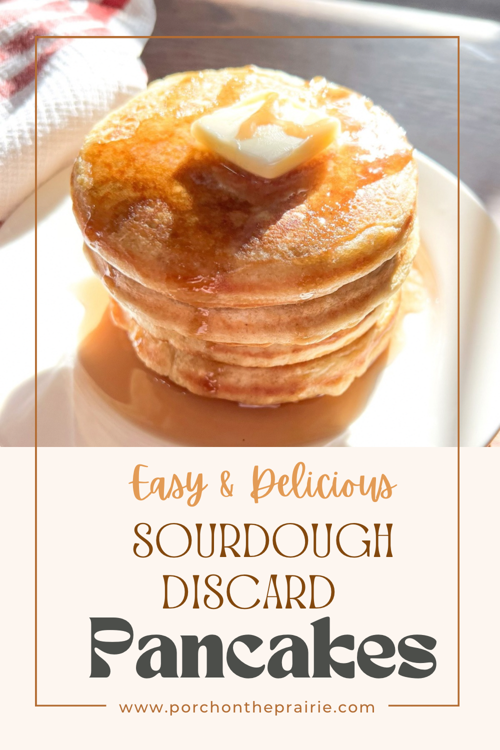 Pinterest pin for sourdough discard pancakes easy and delicious