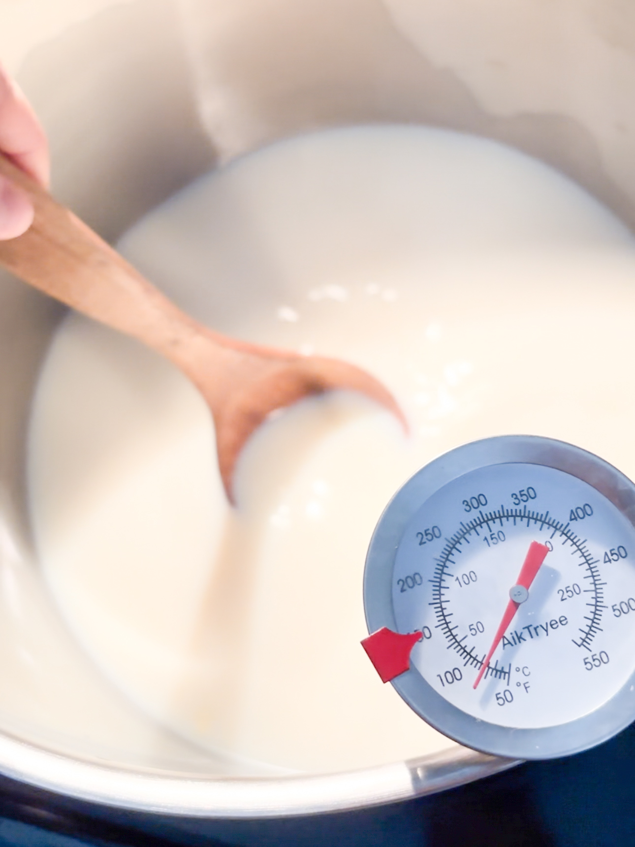 Raw milk heating in the stockpot