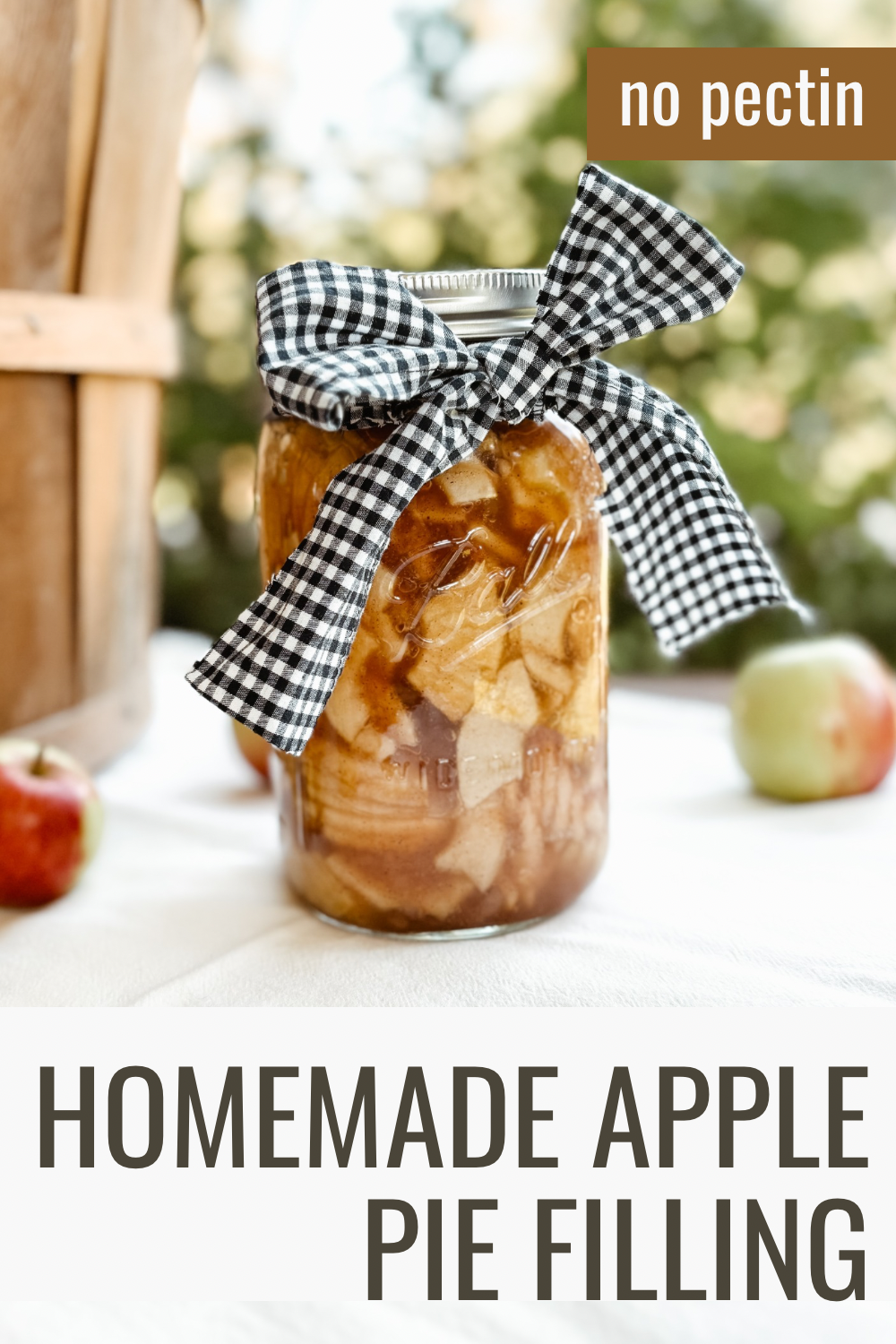 Pinterest image for step by step canning homemade apple pie filling without pectin