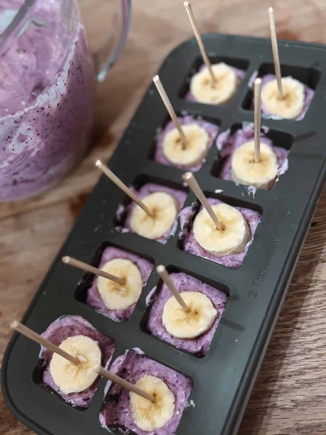 mini banana yogurt pops in molds step 2