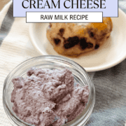 Only 3 Ingredients Homemade Cream Cheese Pinterest Image - blueberry with blueberry bagel