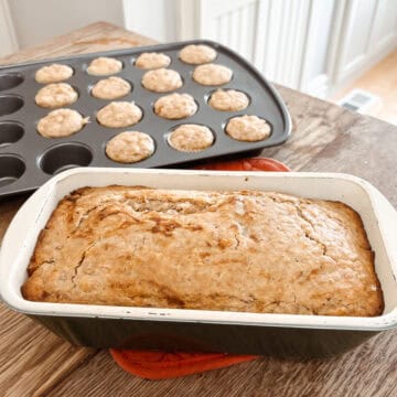 Featured image sourdough discard applesauce bread loaf and muffins