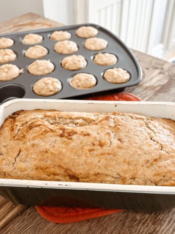 Featured image sourdough discard applesauce bread loaf and muffins