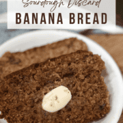 Pinterest image for sourdough discard banana bread