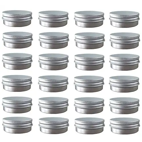 24 Pack (2 Oz/60ml) Screw Top Round Aluminum Tin Cans