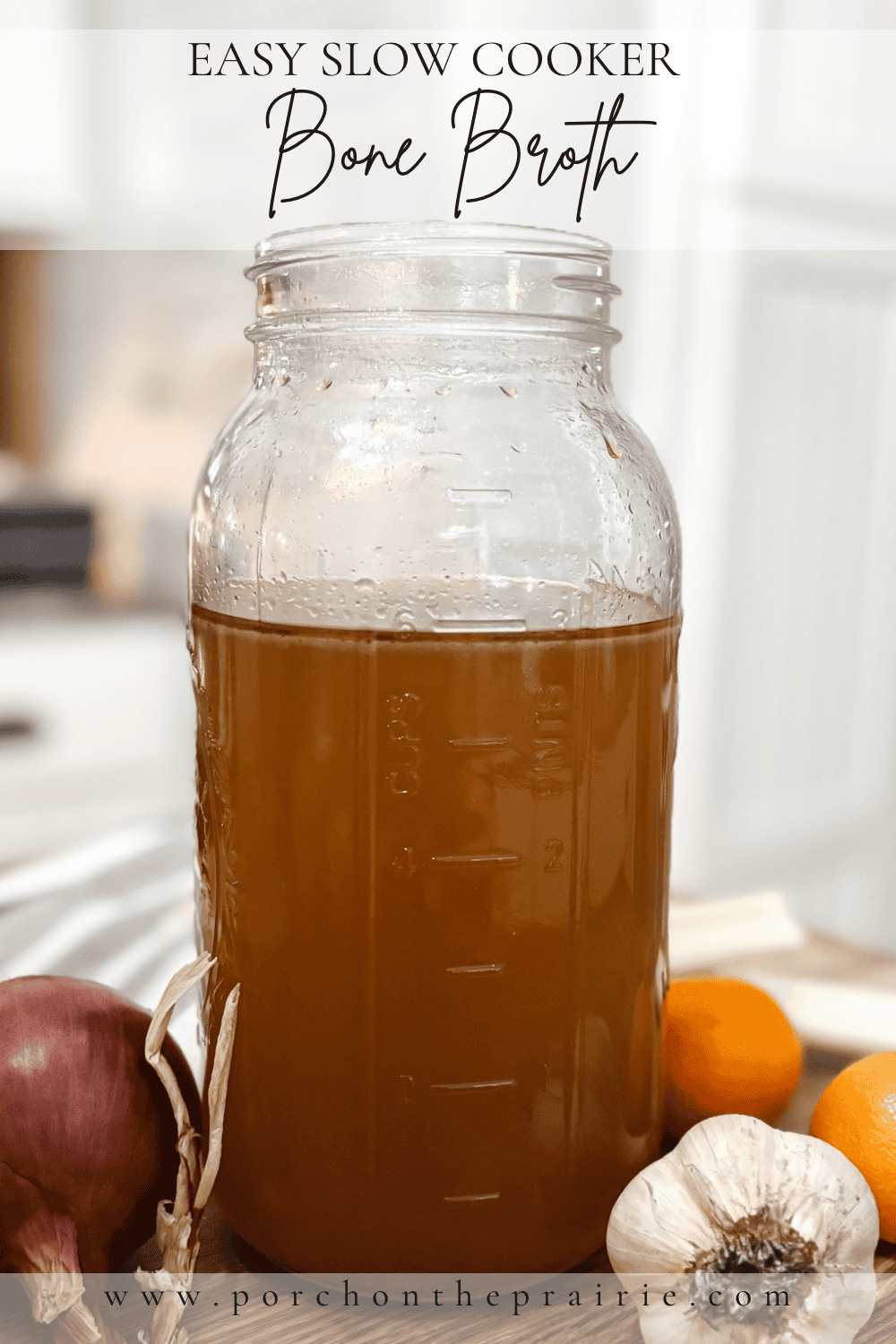 Pinterest image for homemade bone broth in crockpot