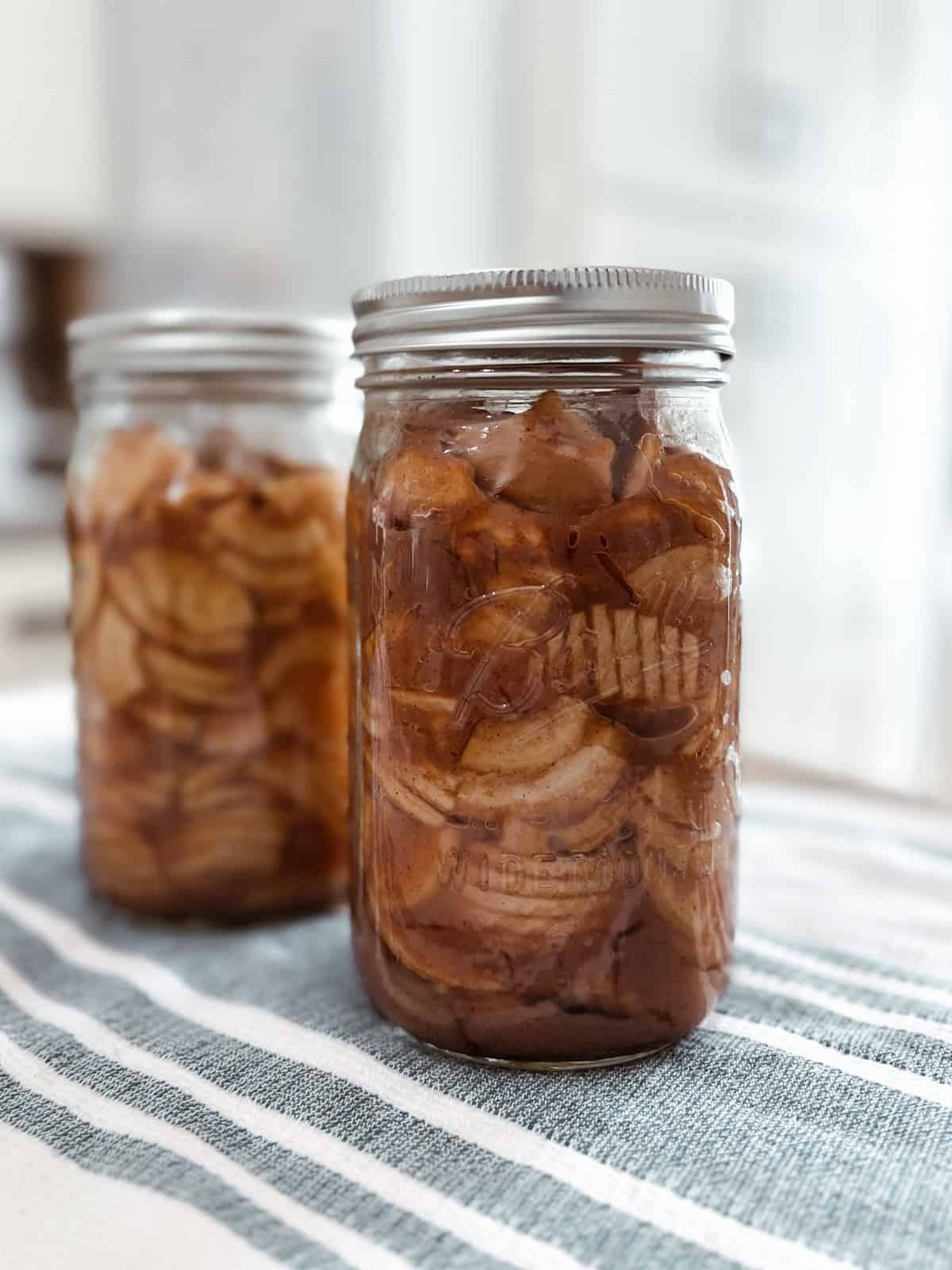 Canned homemade apple pie filling