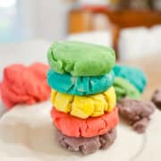 pretty homemade playdough stacked